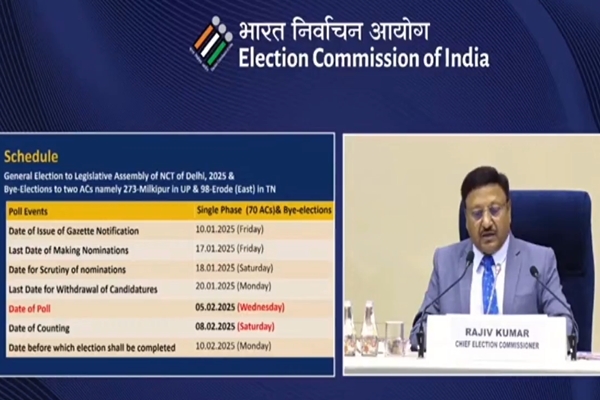 Polling for Delhi assembly on 5th & Counting of votes on 8th of next month