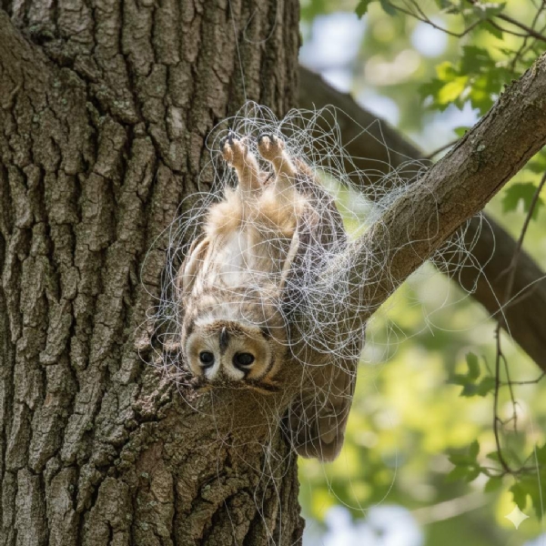 ಕೋಲಾರ ನಗರದ ಬ್ರಾಹ್ಮಣರ ಬೀದಿಯಲ್ಲಿ ಮರದಲ್ಲಿ ನೈಲಾನ್ ದಾರದಲ್ಲಿ ಸಿಕ್ಕಿ ಹಾಕಿಕೊಂಡು ಪರದಾಡುತ್ತಿದ್ದ ಗೂಬೆಯನ್ನು ಪರ್ಯಾವರಣ ಸಂಸ್ಥೆಯ ಕಾರ್ಯಕರ್ತರು ರಕ್ಷಿಸಿದರು. ಕೋಲಾರ ನಗರದ ಬ್ರಾಹ್ಮಣರ ಬೀದಿಯಲ್ಲಿ ಮರದಲ್ಲಿ ನೈಲಾನ್ ದಾರದಲ್ಲಿ ಸಿಕ್ಕಿ ಹಾಕಿಕೊಂಡು ಪರದಾಡುತ್ತಿದ್ದ ಗೂಬೆಯನ್ನು ಪರ್ಯಾವರಣ ಸಂಸ್ಥೆಯ ಕಾರ್ಯಕರ್ತರು ರಕ್ಷಿಸಿದರು.