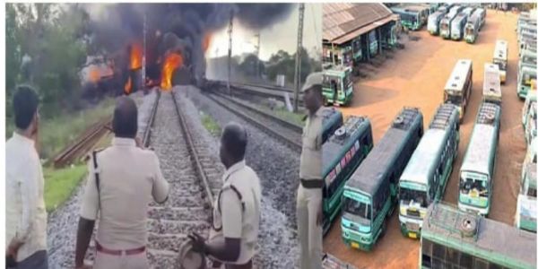 ತಮಿಳುನಾಡಿನಲ್ಲಿ ಸರಕು ರೈಲಿಗೆ ಬೆಂಕಿ – ವಿದ್ಯುತ್ ರೈಲು ಸೇವೆಗಳಲ್ಲಿ ವ್ಯತ್ಯಯ