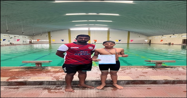 ರಾಜ್ಯಮಟ್ಟದ ಈಜು ಬ್ಯಾಕ್ ಸ್ಟ್ರೋಕ್‍ನಲ್ಲಿ ಬಳ್ಳಾರಿಯ ಎಸ್.ಜಿ.ಪ್ರಜ್ವಲ್ ಗೆ ಮೂರನೇ ಸ್ಥಾನ