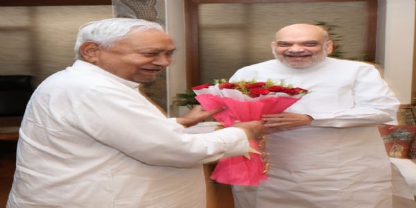ಬಿಹಾರ ಮುಖ್ಯಮಂತ್ರಿ ನಿತೀಶ್ ಕುಮಾರ್- ಗೃಹ ಸಚಿವ ಅಮಿತ್ ಶಾ ಭೇಟಿ