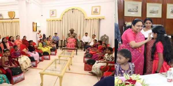 ನವರಾತ್ರಿ ಸಂಭ್ರಮ: ಲೋಕಭವನದಲ್ಲಿ ಬಾಲಕಿಯರೊಂದಿಗೆ ಕನ್ಯಾಪೂಜೆ ನೆರವೇರಿಸಿದ ರಾಜ್ಯಪಾಲೆ ಸುಧಾ ಯಾದವ್