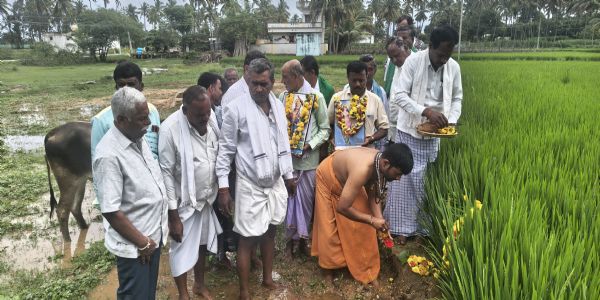 ಭಾರತೀಯ ಕಿಸಾನ್ ಸಂಘದಿಂದ ಭೂಮಿ ಪೂಜೆ