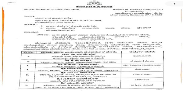 ನವೆಂಬರ್ 1ರಂದು ಕನ್ನಡ ರಾಜ್ಯೋತ್ಸವ: ರಾಜ್ಯದ 30 ಜಿಲ್ಲೆಗಳಲ್ಲಿ ಧ್ವಜಾರೋಹಣಕ್ಕೆ ಸಚಿವರ ನೇಮಕ