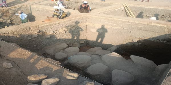 ಉತ್ಖನನ ವೇಳೆ ಗೋಡೆಯ ತಳ ಪಾಯ ಪತ್ತೆ