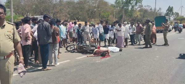 ಕೂಡ್ಲಿಗಿ : ರಸ್ತೆ ಅಪಘಾತ - ಅಜ್ಜ - ಮೊಮ್ಮಗಳು ಸಾವು