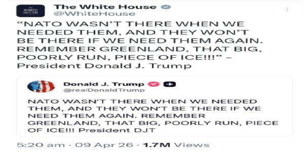 ಗ್ರೀನ್ಲ್ಯಾಂಡ್ ವಿಷಯದಲ್ಲಿ ಟ್ರಂಪ್ ಕಠಿಣ ನಿಲುವು, ನ್ಯಾಟೋಗೆ ಪರೋಕ್ಷ ಬೆದರಿಕೆ
