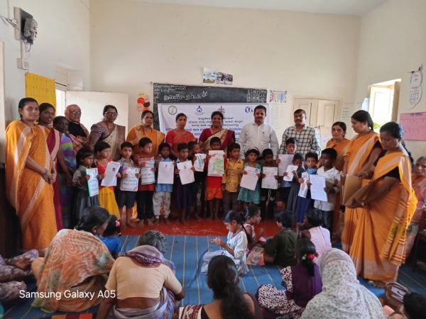 School entrance ceremony for Anganwadi children in Hosalingapura