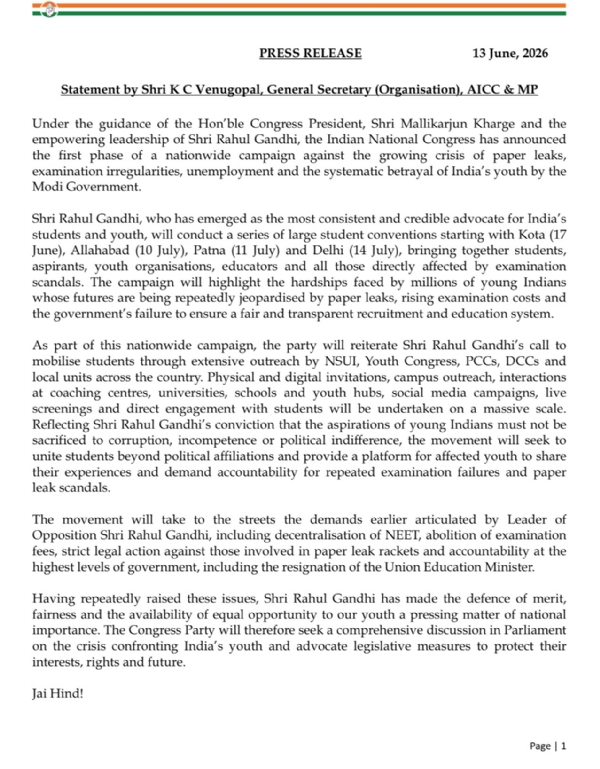 Cong press release