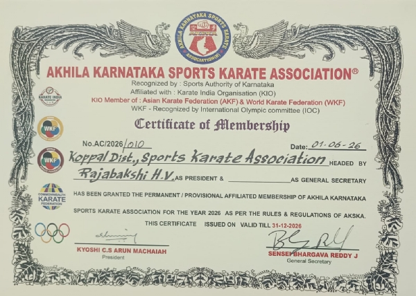 Rajabakshi HV President of Koppal District Sports Karate Association Rajabakshi HV President of Koppal District Sports Karate Association