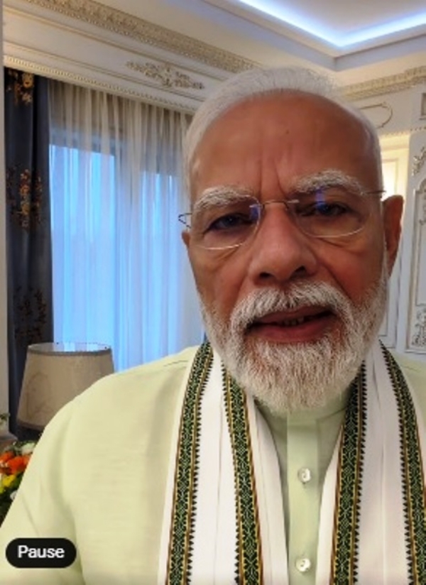 प्रधानमंत्री नरेन्द्र मोदी मंगलवार को वीडियो संदेश में संबोधित करते हुए
