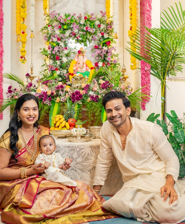 ನಟ ಡಾಲಿ ಧನಂಜಯ ದಂಪತಿ ಪುತ್ರನೊಂದಿಗೆ