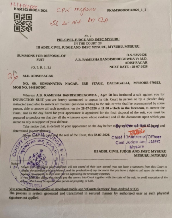 Srirangapatna-MLA-Ramesh-Babu-Bandisiddegowda-gets-HC-notice-over-alleged-asset-details-concealment