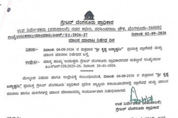 Bengaluru GBA Bans Meat Sale And Animal Slaughter On Krishna Janmashtami September 4 2026